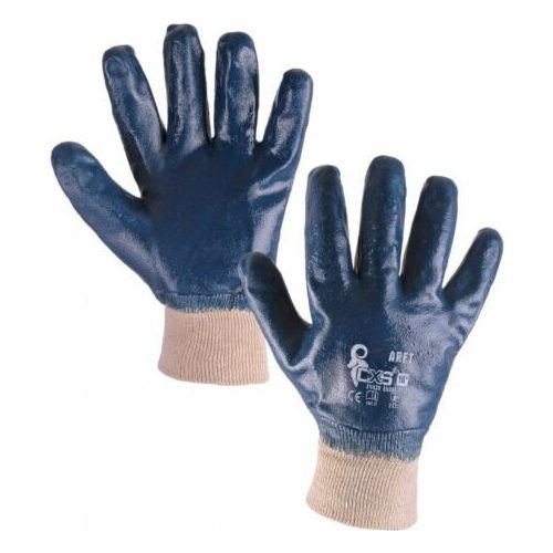 ARET 0006-10 KÉK NITRILBE MÁRTOTTPAMUT KESZTYŰ